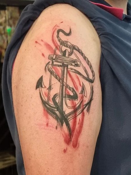 Trash Polka Anchor Tattoo