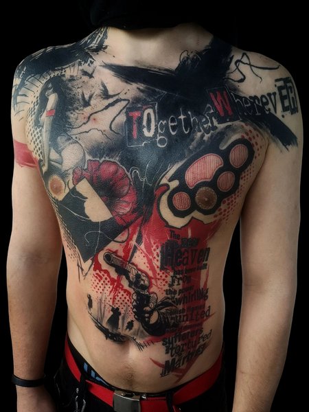 Trash Polka Chest Tattoo