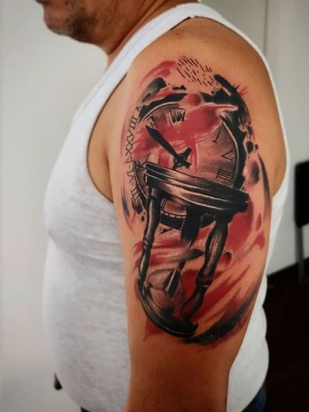 Trash Polka Clock Tattoo