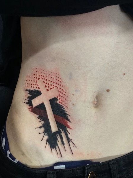 Trash Polka Cross Tattoo