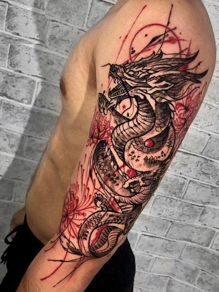 Trash Polka Dragon Tattoo