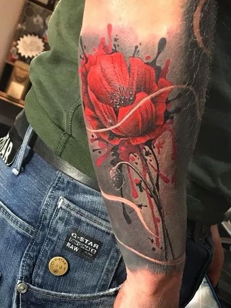 Trash Polka Flower Tattoo