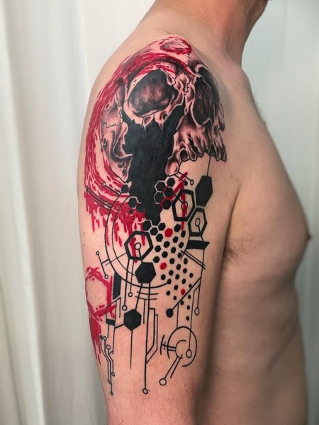 Trash Polka Half Sleeve Tattoo