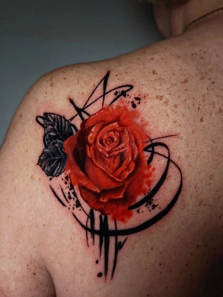 Trash Polka Rose Tattoo