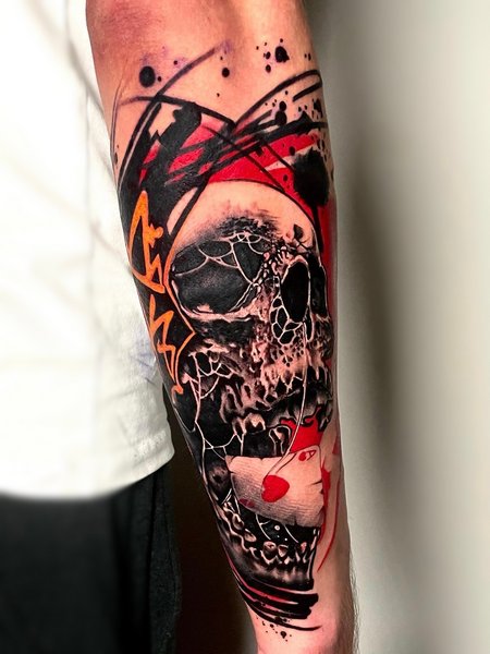 Trash Polka Skull Tattoo