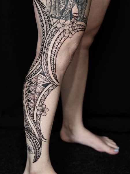 Tribal Leg Tattoo