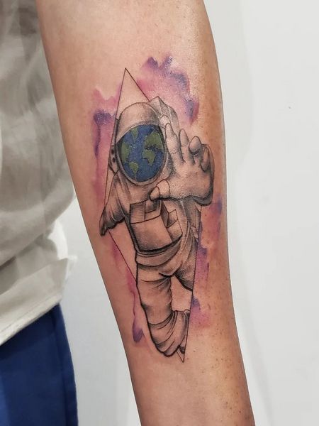Watercolor Astronaut Tattoo