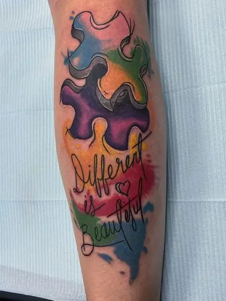 Watercolor Autism Tattoo