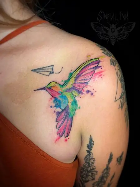 Watercolor Bird Tattoo