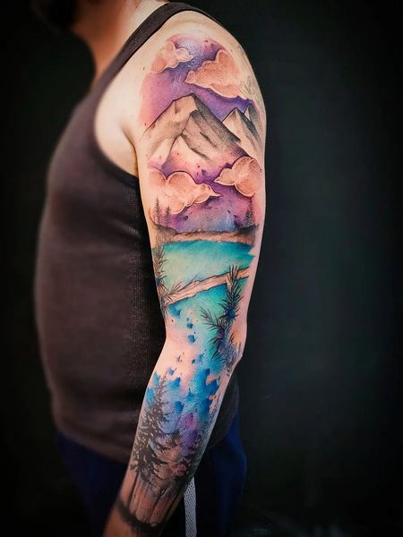 Watercolor Mountain Tattoo