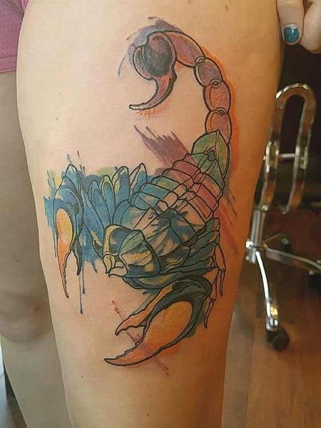 Watercolor Scorpion Tattoo