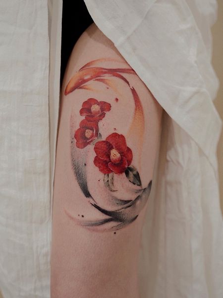 Watercolour Koi Fish Tattoo