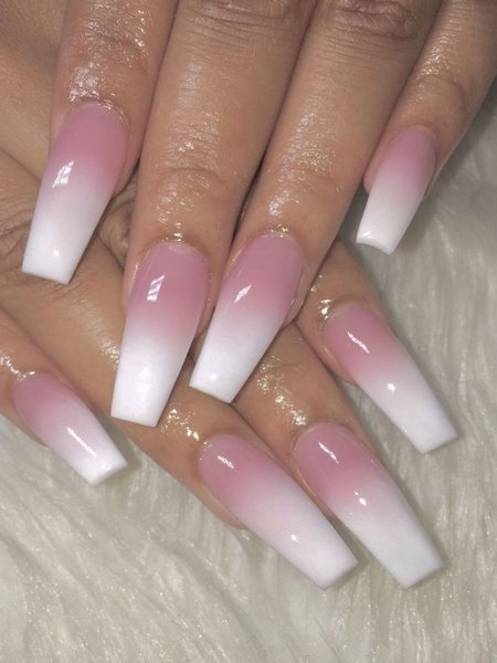 White And Pink Ombre Nails