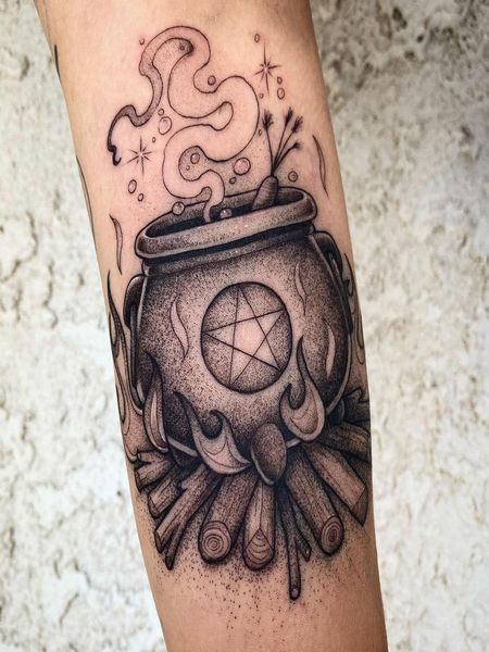 Witch Magic Jar Tattoo