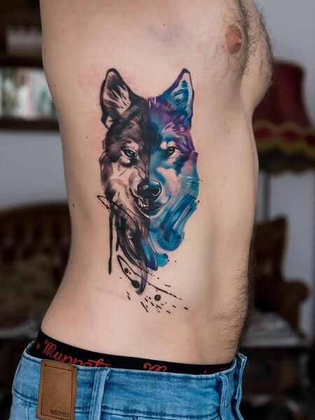 Wolf Rib Tattoo