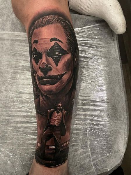 black and gray joker tatttoo