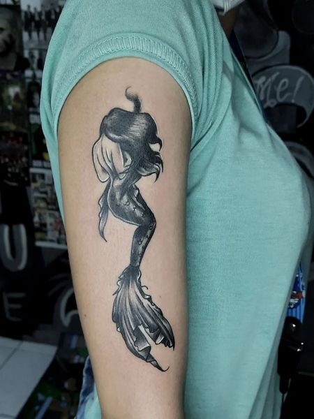 black mermaid tattoo