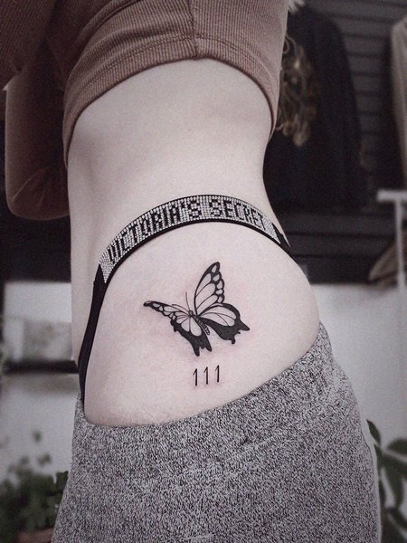111 Tattoo On Thigh