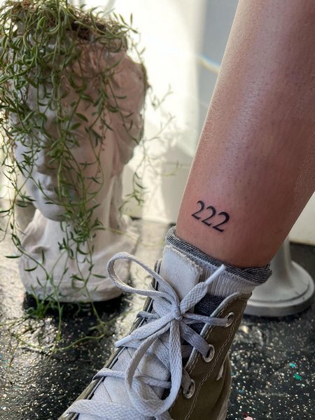 222 Tattoo On Ankle