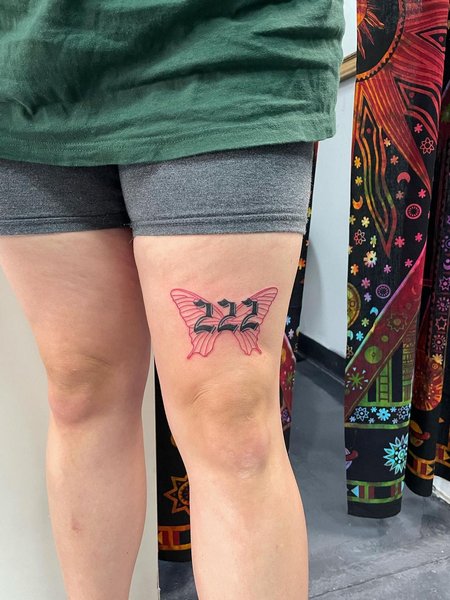 222 Tattoo On Leg