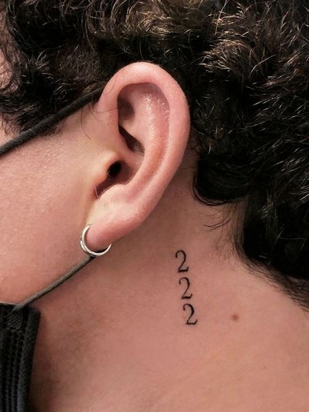 222 Tattoo On Neck