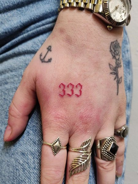 333 Tattoo On Hand