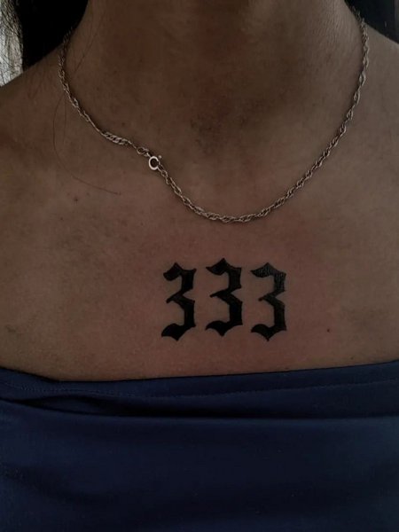 333 Tattoo On chest