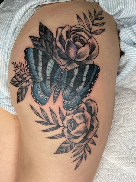 3D Butterfly Butt Tattoo