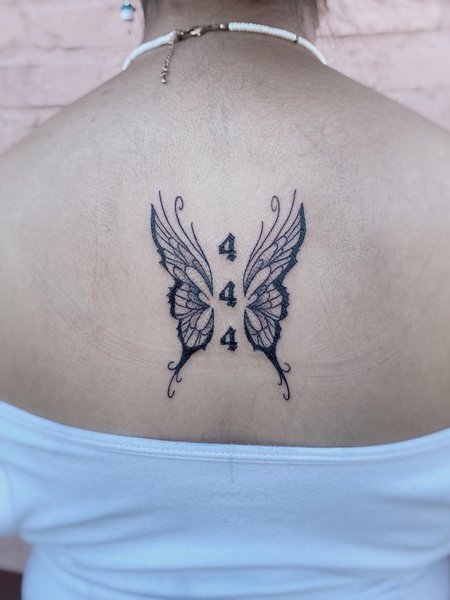 444 Tattoo On Back