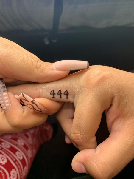444 Tattoo On Finger