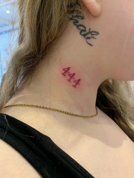 444 Tattoo On Neck