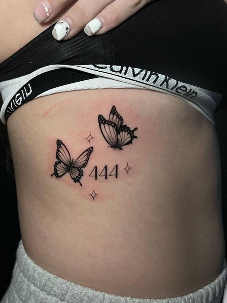 444 Tattoo On Rib