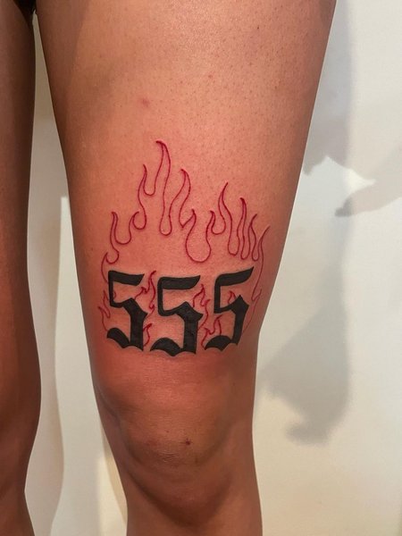 555 Leg Tattoo