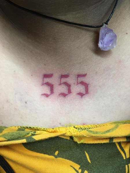 555 Tattoo On Chest