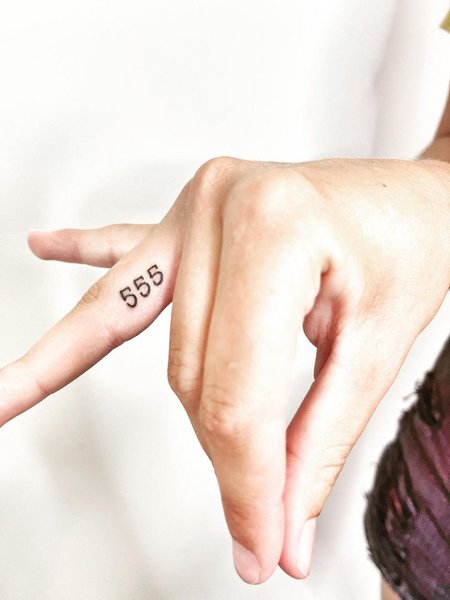 555 Tattoo On Finger