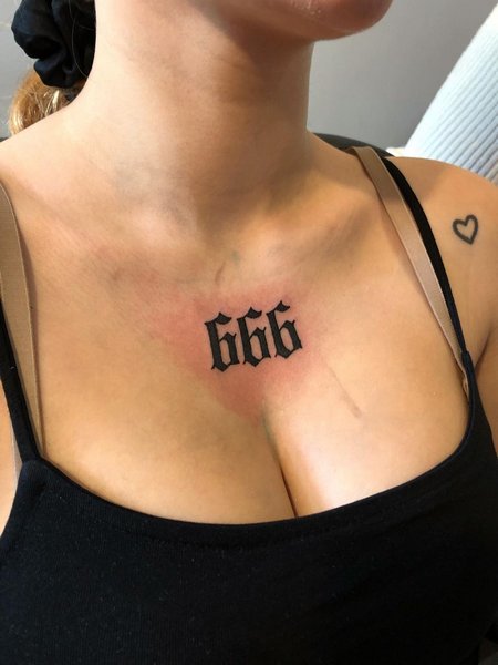 666 Tattoo On Chest