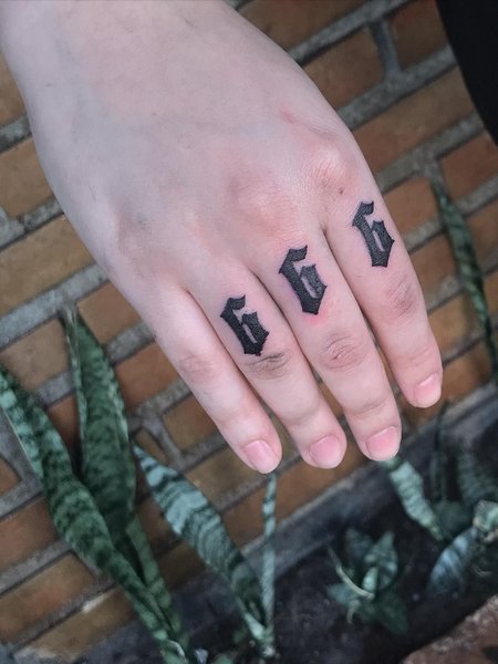 666 Tattoo On Finger