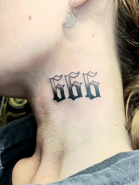 666 Tattoo On Neck