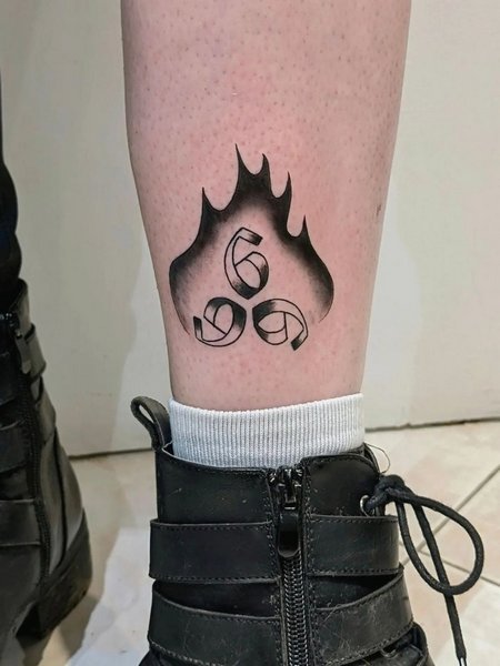 666 Tattoo On ankle