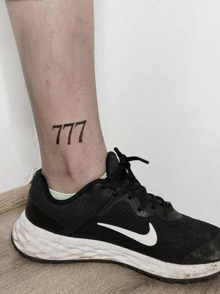 777 Tattoo On Ankle