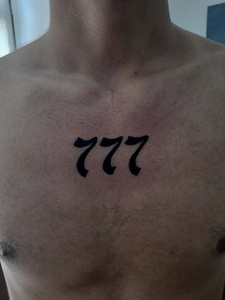 777 Tattoo On Chest