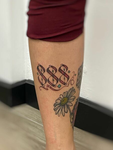 888 Leg Tattoo