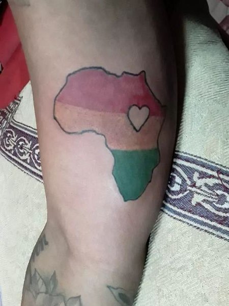 Africa Tattoo On Leg