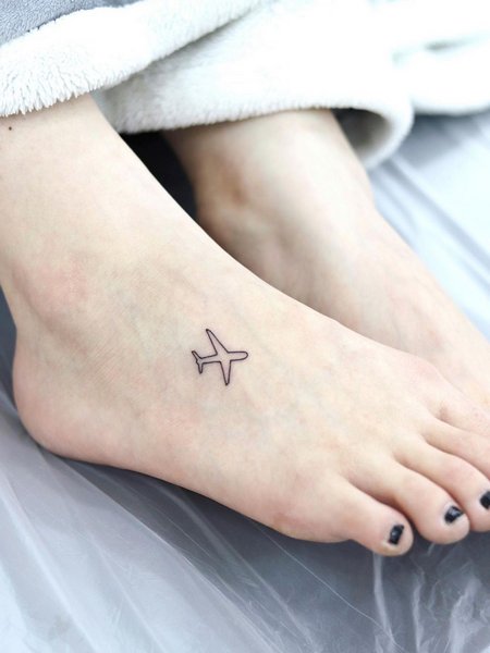 Airplane Tattoo On Foot