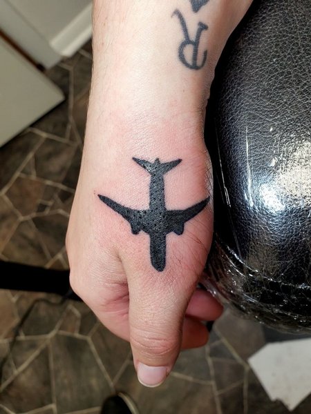 Airplane Tattoo On Hand