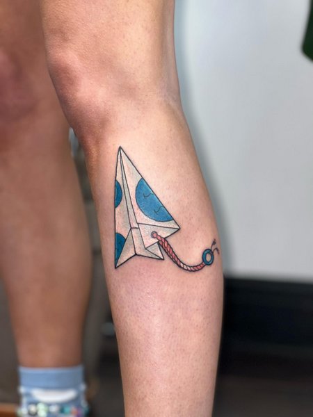 Airplane Tattoo On Leg