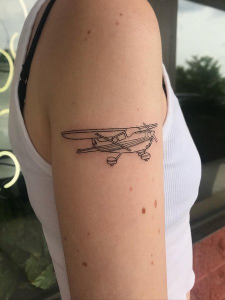 Airplane Tattoo On Shoulder