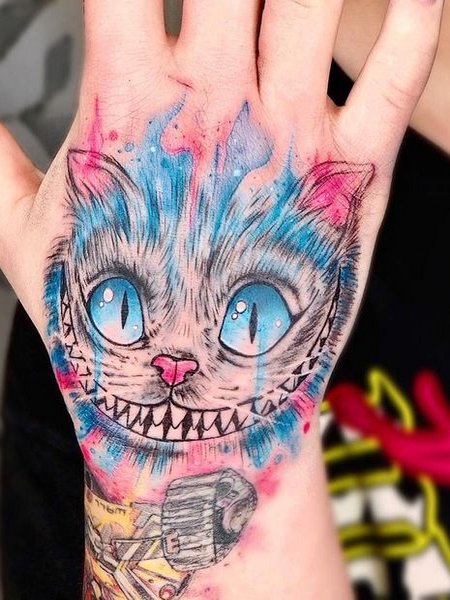 Alice In Wonderland Tattoo On Hand