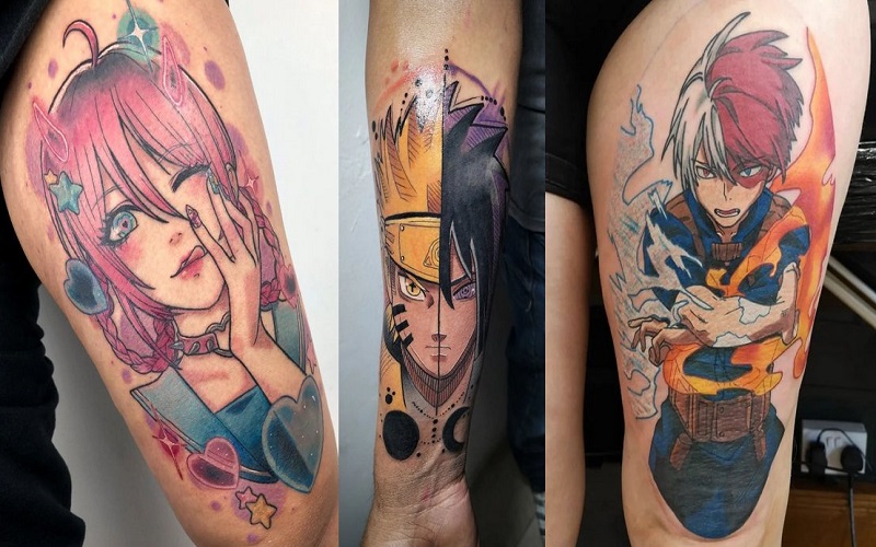 Waterproof Japanese Anime Full Arm Tattoo Stickers Realistic - Temu