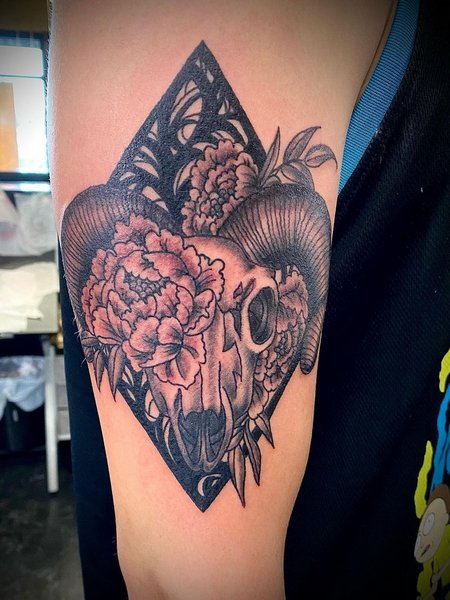 Aries Ram Skull Tattoo